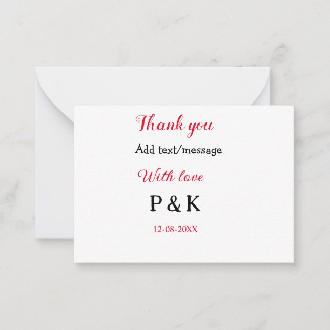 With love add couple name letter thank you add dat card (Front)