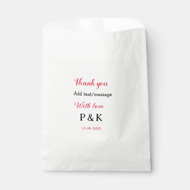 With love add couple name letter thank you add dat favour bags (Front)