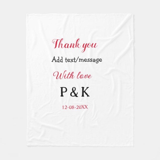 With love add couple name letter thank you add dat fleece blanket (Front)