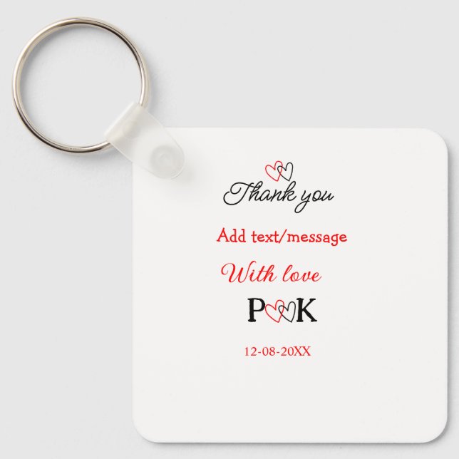 With love add couple name letter thank you add dat key ring (Front)