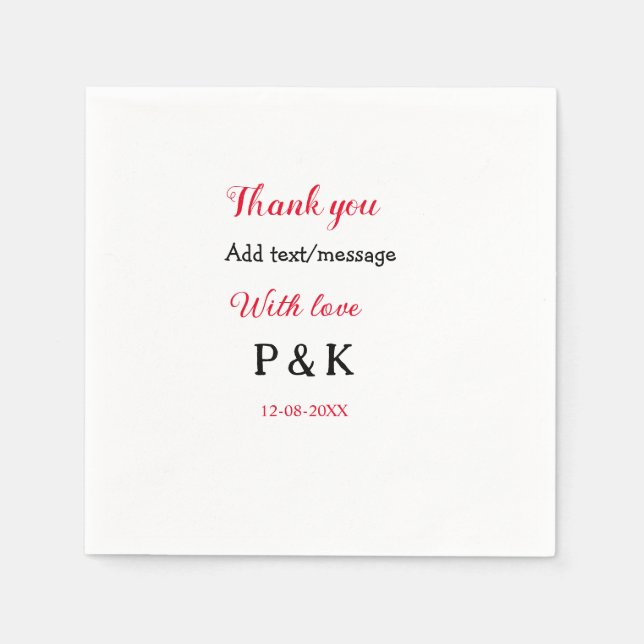 With love add couple name letter thank you add dat napkin (Front)