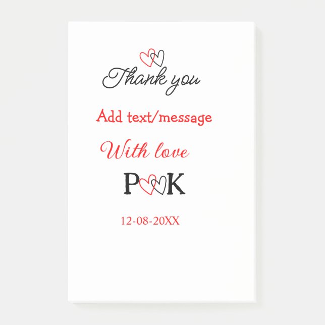 With love add couple name letter thank you add dat post-it notes (Front)