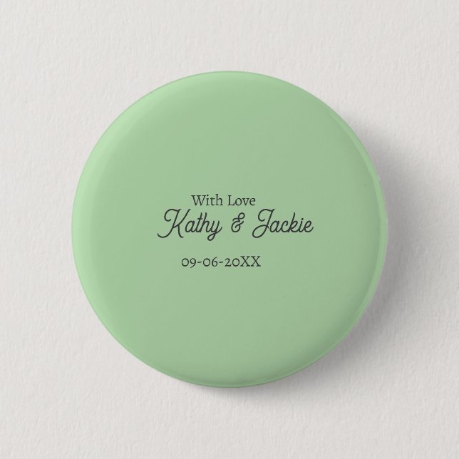 With love add couple name wedding simple minimal  6 cm round badge (Front)