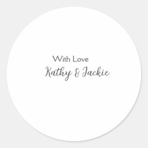 With love add couple name wedding simple minimal classic round sticker