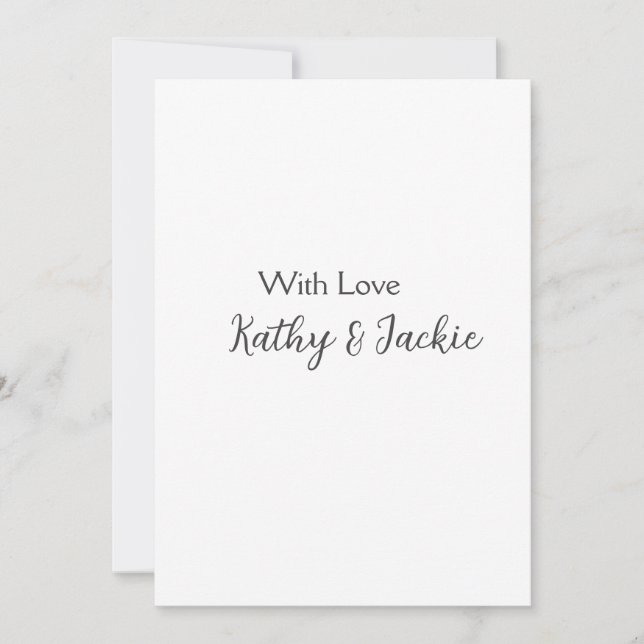 With love add couple name wedding simple minimal  invitation (Front)