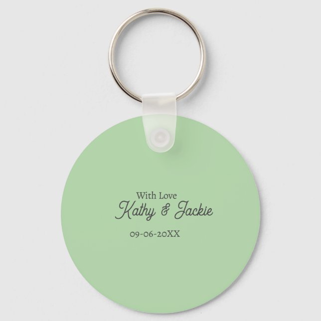 With love add couple name wedding simple minimal  key ring (Front)