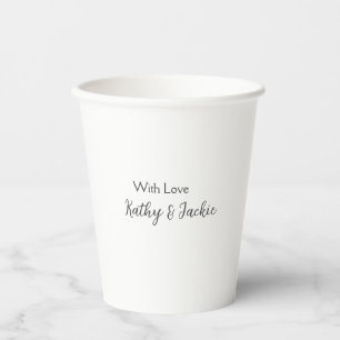 With love add couple name wedding simple minimal  paper cups