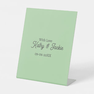 With love add couple name wedding simple minimal pedestal sign