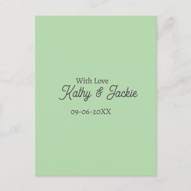 With love add couple name wedding simple minimal  postcard (Front)