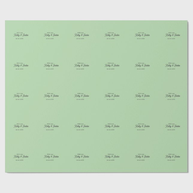 With love add couple name wedding simple minimal  wrapping paper (Flat)