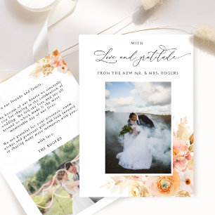 With Love and Gratitude, Photo Peach Blush Wedding Thank You Card