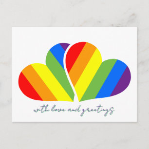 with love and rainbow hearts postcard