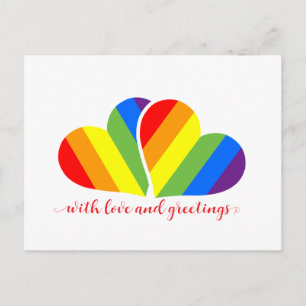 with love and rainbow hearts postcard