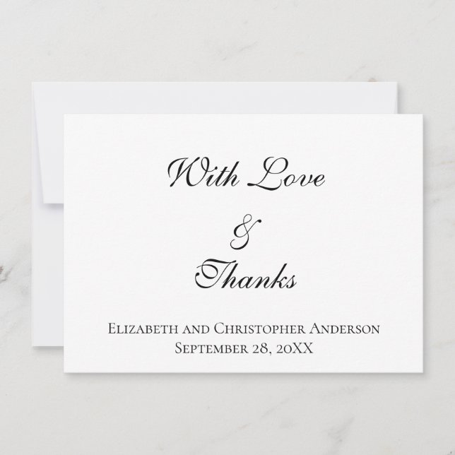 With Love and Thanks Wedding Thank you Note Card (Front)