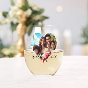 With Love Best Grandma Ever Mother's Day Photo Stemless Wine Glass