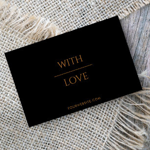 With Love Black & Gold Script Thank you voucher  Business Card