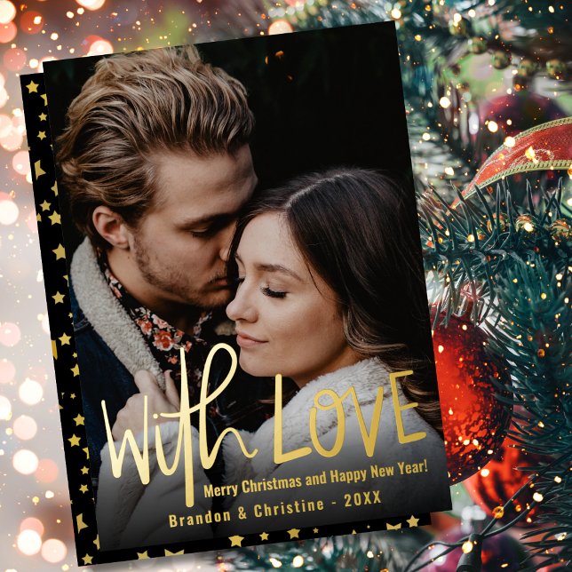 With Love Black Gold Stars Photo Merry Christmas (Creator Uploaded)