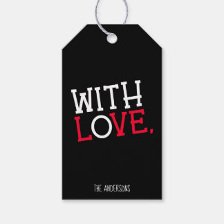 With Love Christmas Chic & Bold Black, White & Red Gift Tags