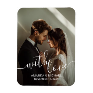 'With Love' Custom Photo Wedding Favor Magnet