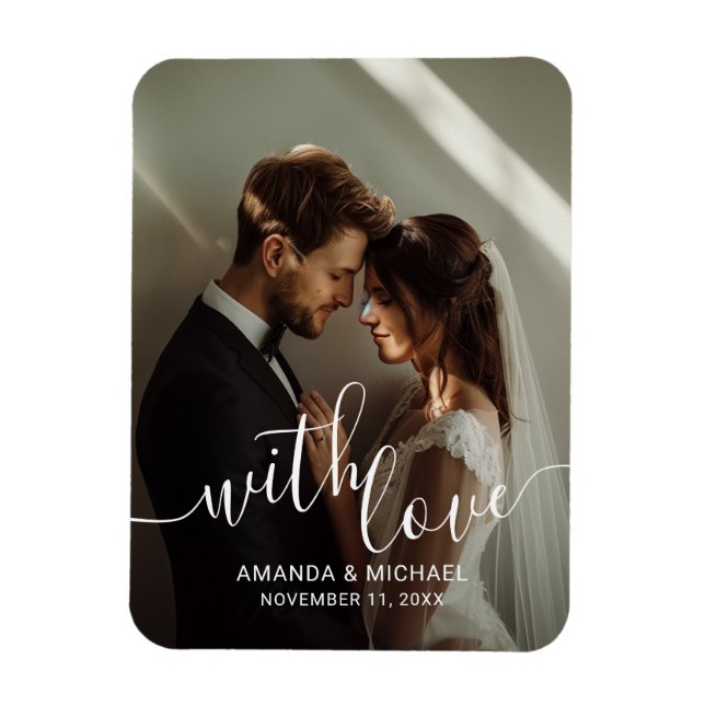 'With Love' Custom Photo Wedding Favor Magnet (Vertical)