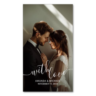 'With Love' Custom Photo Wedding Favor Magnetic Business Card