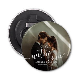 'With Love' Custom Photo Wedding Favour Bottle Opener