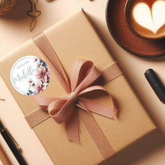 With Love Customisable Pastel Flowers  Classic Round Sticker