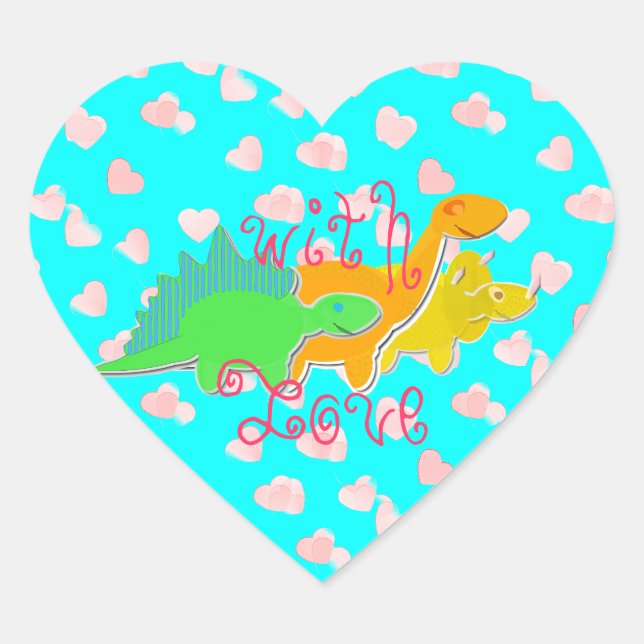 With Love Dinosaurs Heart Sticker (Front)