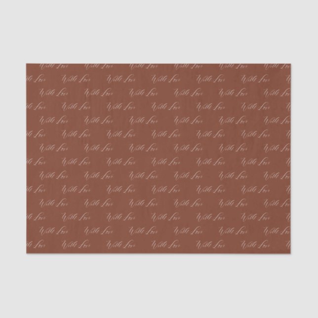 With Love Elegant Calligraphy Terracotta Wedding Tissue Paper (Front)