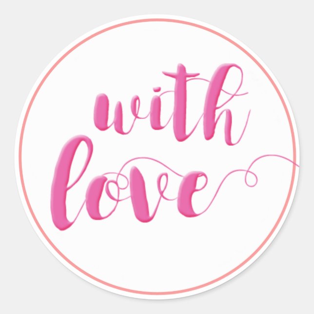 With Love, Elegant Script Typography Round Sticker (Front)