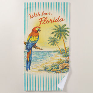 With Love Florida Parrot Beach Towel