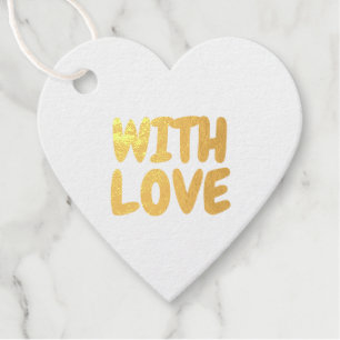 With Love Foil Heart Favour Tags
