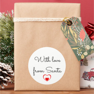With love from Santa Red heart Classic Round Sticker