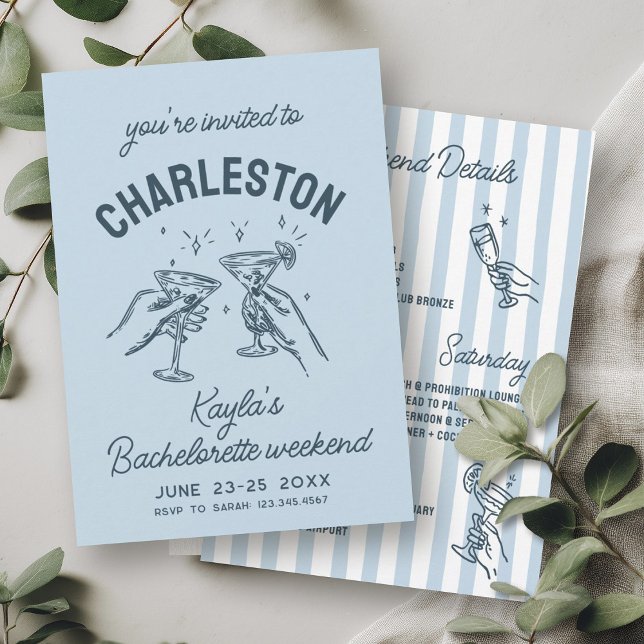 With Love From [Your City] Blue Bachelorette Party Invitation (Creator Uploaded)