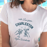 With Love From [Your City] Custom Bachelorette  T-Shirt<br><div class="desc">Clink,  sip,  celebrate! Our custom ‘With Love From’ destination tee with martini graphics is a fun and stylish keepsake for your bride crew’s bachelorette adventures</div>