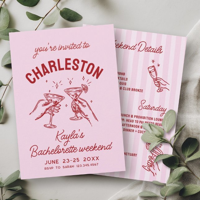 With Love From [Your City] Pink Bachelorette Party Invitation (Creator Uploaded)