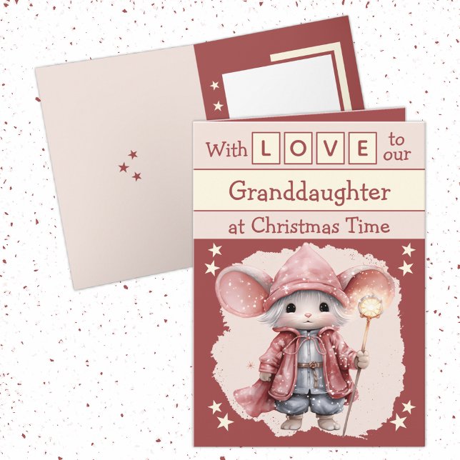 With love granddaughter mouse pink Christmas Holiday Card (Creator Uploaded)