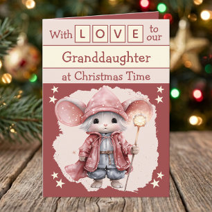 With love granddaughter mouse pink Christmas Holiday Card