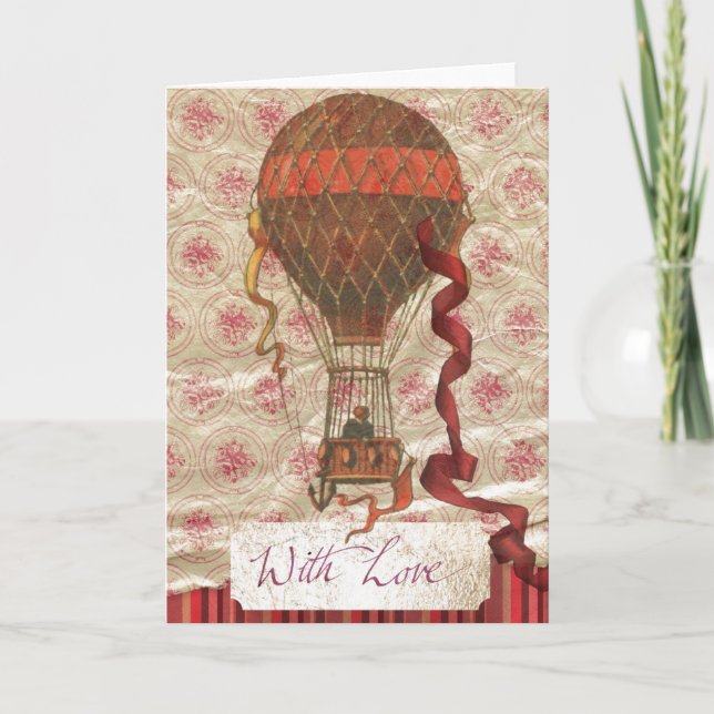 With Love Hot Air Balloon Greeting Card (Front)