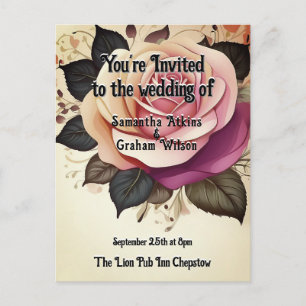 With Love in Full Bloom Wedding Invitation Postcard