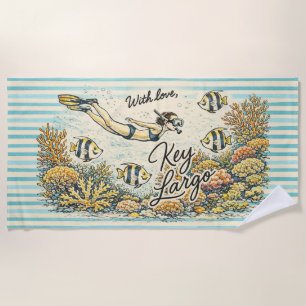 With Love Key Largo Vintage Snorkel Beach Towel