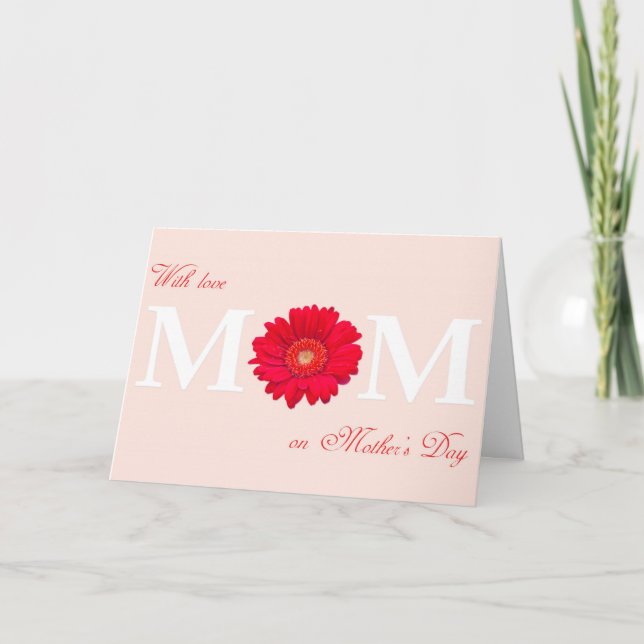 With Love Mum on Mother's Day Gerbera Daisy Flower Card (Front)