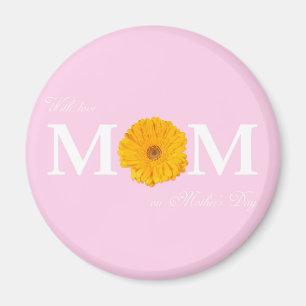 With Love Mum on Mother's Day Gerbera Daisy Flower Magnet
