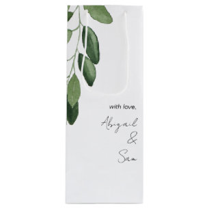 With Love Personalised Names Wedding  Wine Gift Bag