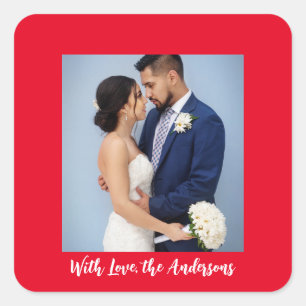 With Love Personalised Photo Square Sticker