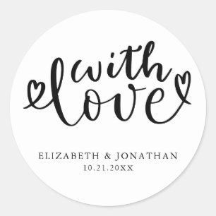 With Love Personalised Wedding Favour Classic Round Sticker