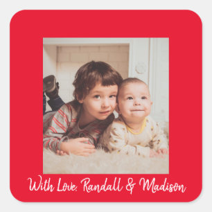 With Love Personalized Photo Square Sticker