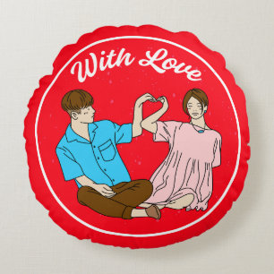 With Love – Romantic Couple Round Pillow