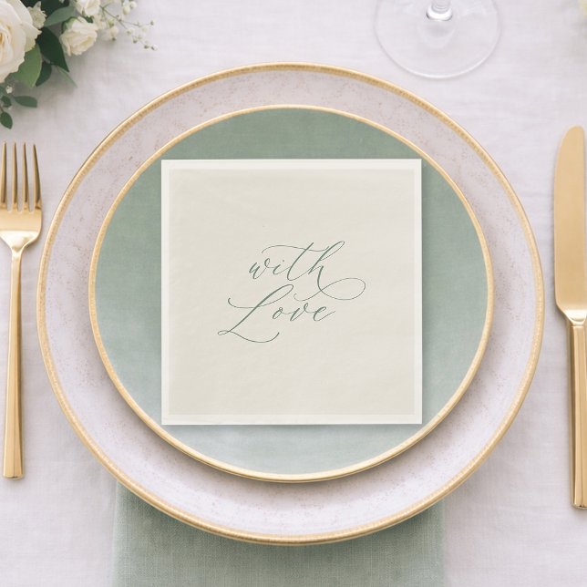 With Love Sage Green Wedding Napkins  (Creator Uploaded)
