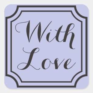 With Love Sky Blue & Black - Wedding Party Square Sticker
